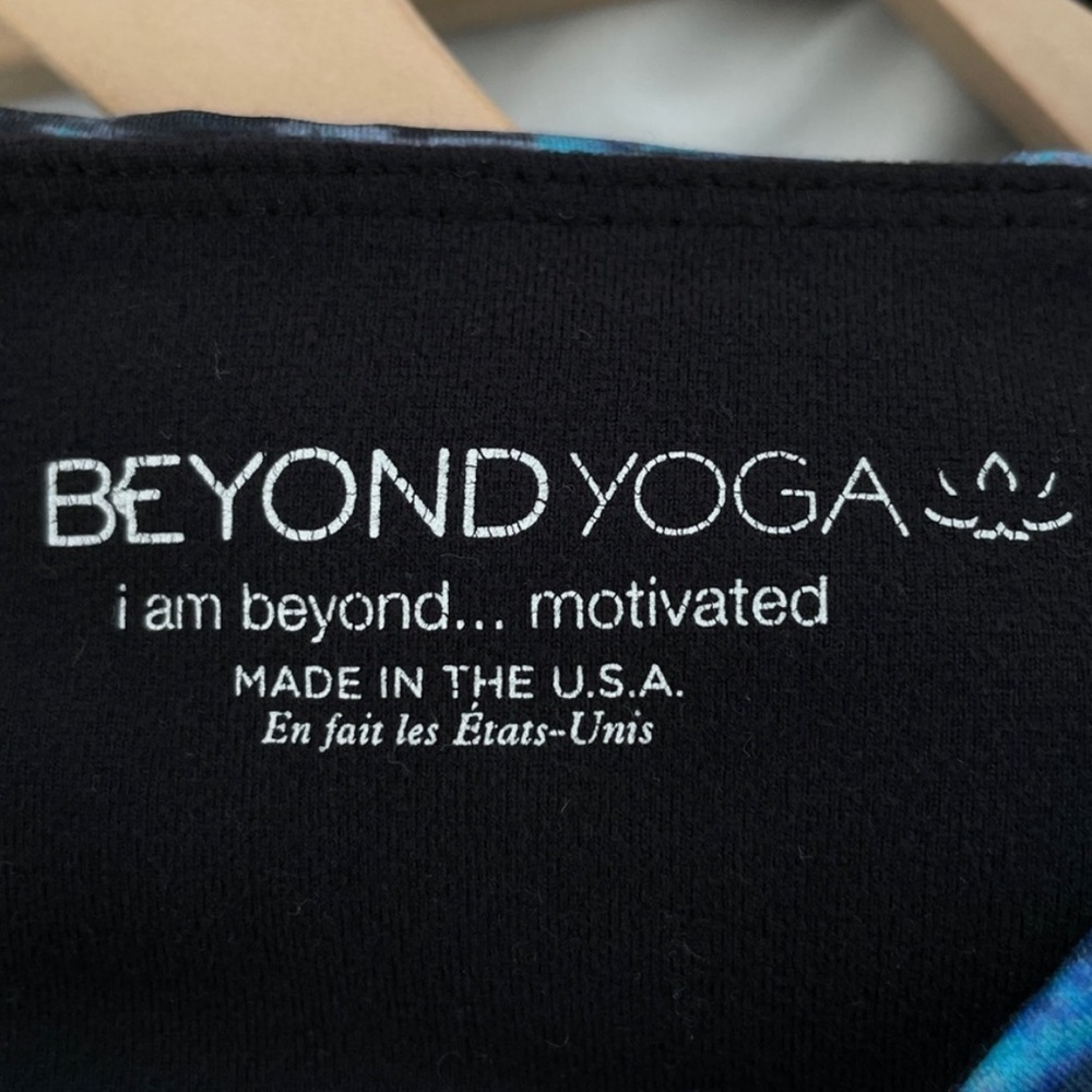 Beyond Yoga High Waisted Full Length Leggings Blue Black Pattern Stretchy Soft - Picture 5 of 7